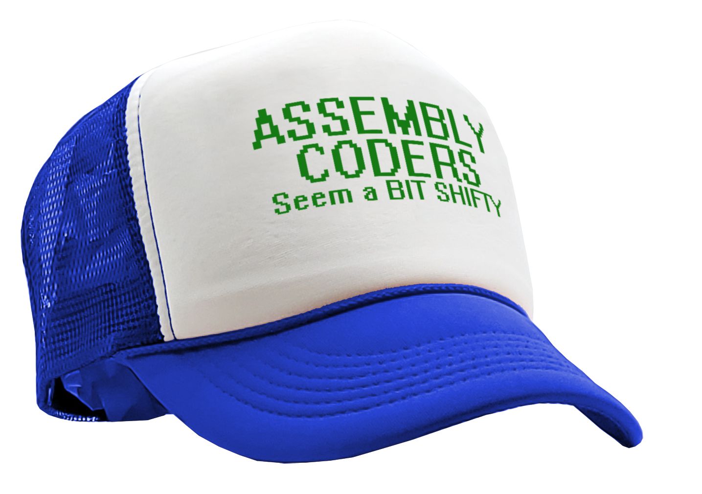 ASSEMBLY CODERS Seem a BIT Shifty - Five Panel Retro Style TRUCKER Cap