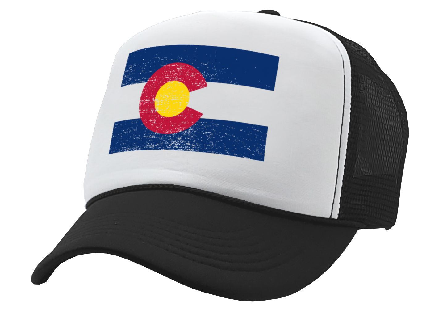 COLORADO FLAG - coloradan mountain state - Adult Trucker Cap Hat - Five Panel Retro Style TRUCKER Cap