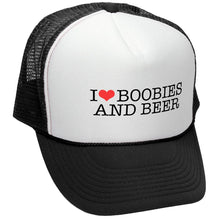 Load image into Gallery viewer, I Heart BOOBIES and BEER - Retro Vintage Mesh Trucker Cap Hat - Five Panel Retro Style TRUCKER Cap
