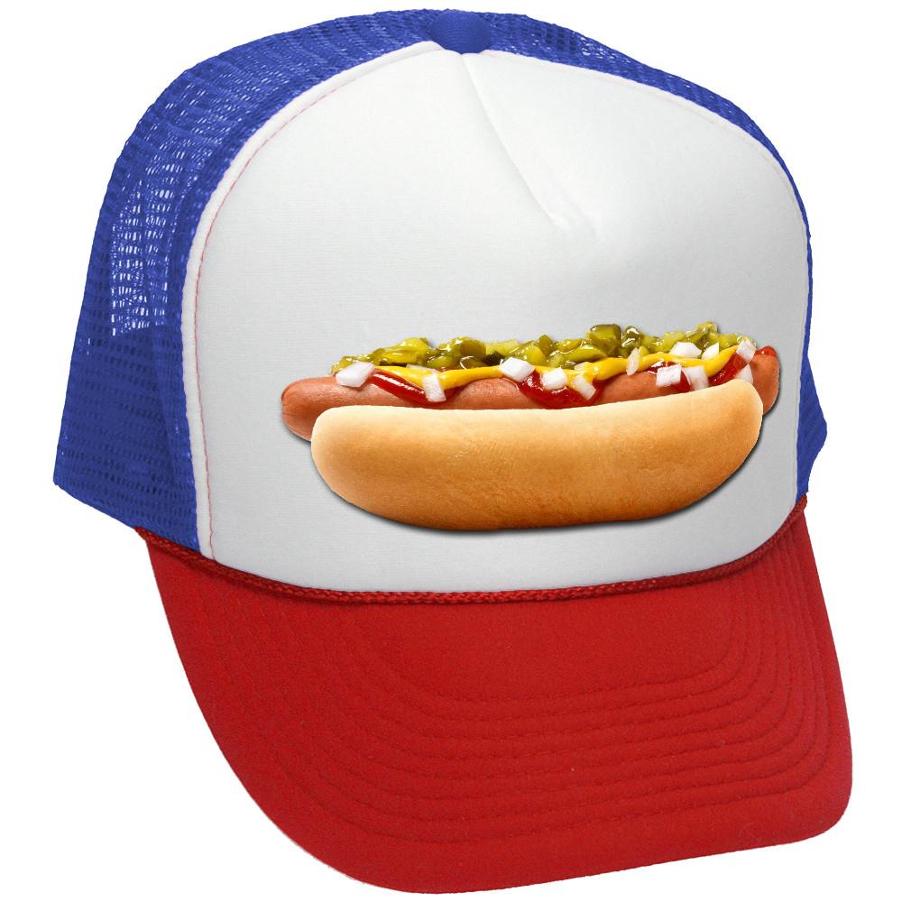 HOT DOG - Concession Truck Fair Carnival Snack - Vintage Retro Style Trucker Cap Hat - Five Panel Retro Style TRUCKER Cap