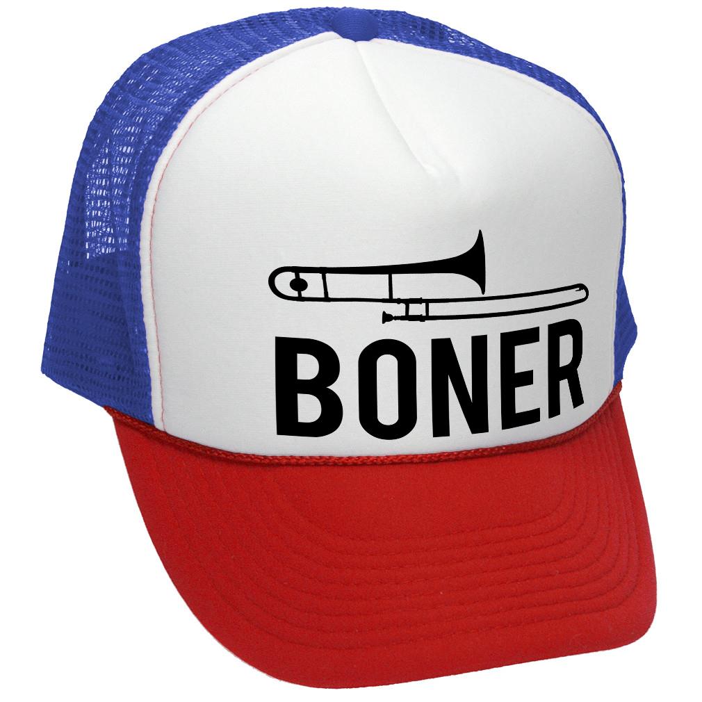 Boner Trucker Hat - Mesh Cap - Flat Bill Snap Back 5 Panel Hat