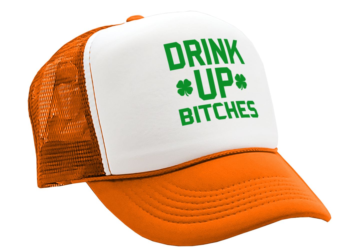 DRINK UP BITCHES - st patricks day party paddy - Vintage Retro Style Trucker Cap Hat - Five Panel Retro Style TRUCKER Cap