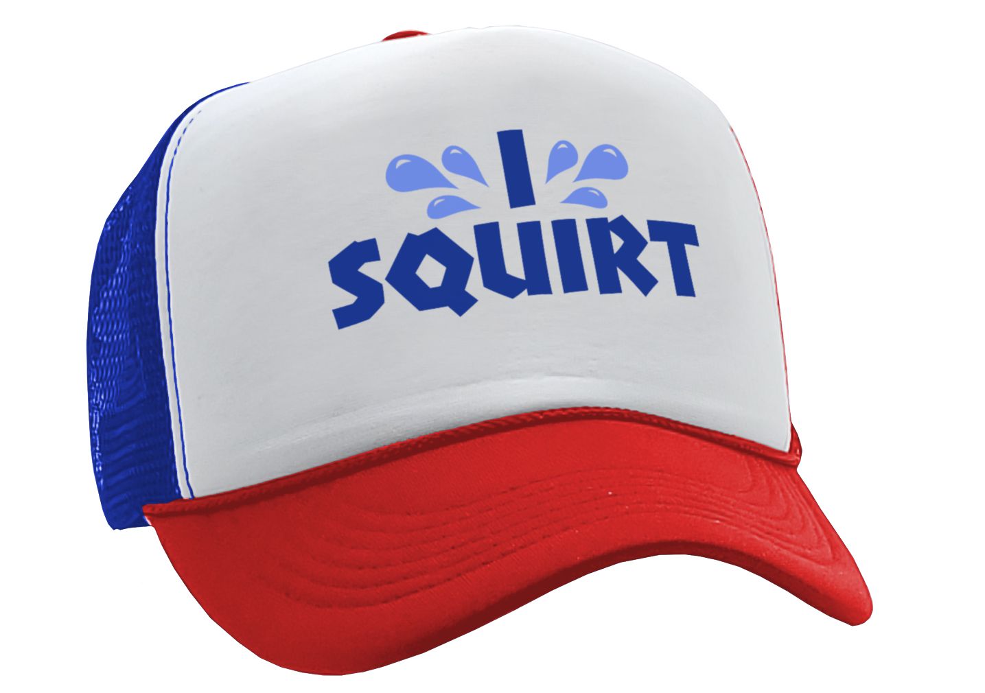 I Squirt - water wet female dirty joke - Vintage Retro Style Trucker Cap Hat - Five Panel Retro Style TRUCKER Cap