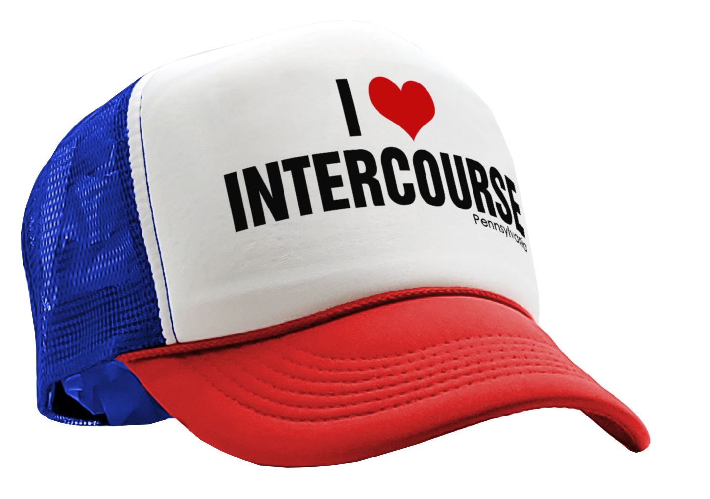 I HEART INTERCOURSE pennsylvania pa joke - Vintage Retro Style Trucker Cap Hat - Five Panel Retro Style TRUCKER Cap