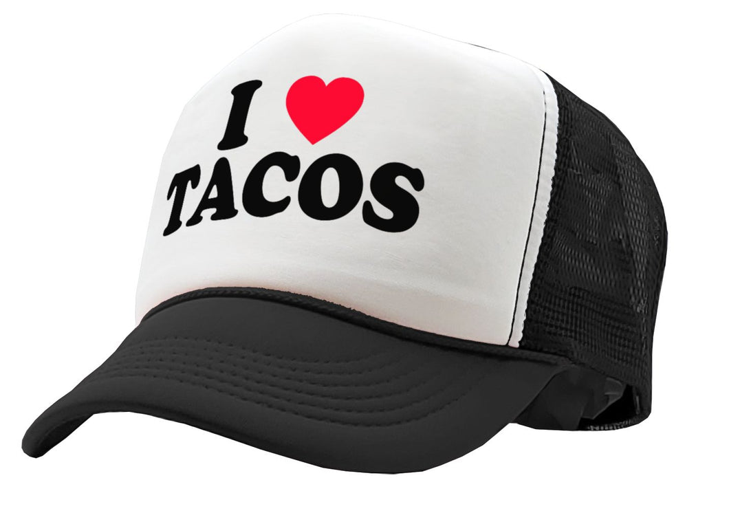 I LOVE TACOS - heart - Five Panel Retro Style TRUCKER Cap