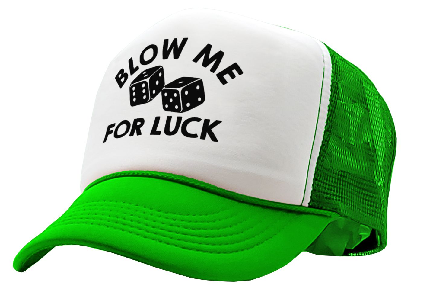 BLOW ME for LUCK - casino craps dice - Vintage Retro Style Trucker Cap Hat - Five Panel Retro Style TRUCKER Cap