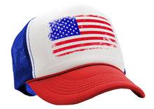 Load image into Gallery viewer, Grunge American Flag - Patriotic usa murica - Vintage Retro Style Trucker Cap Hat - Five Panel Retro Style TRUCKER Cap
