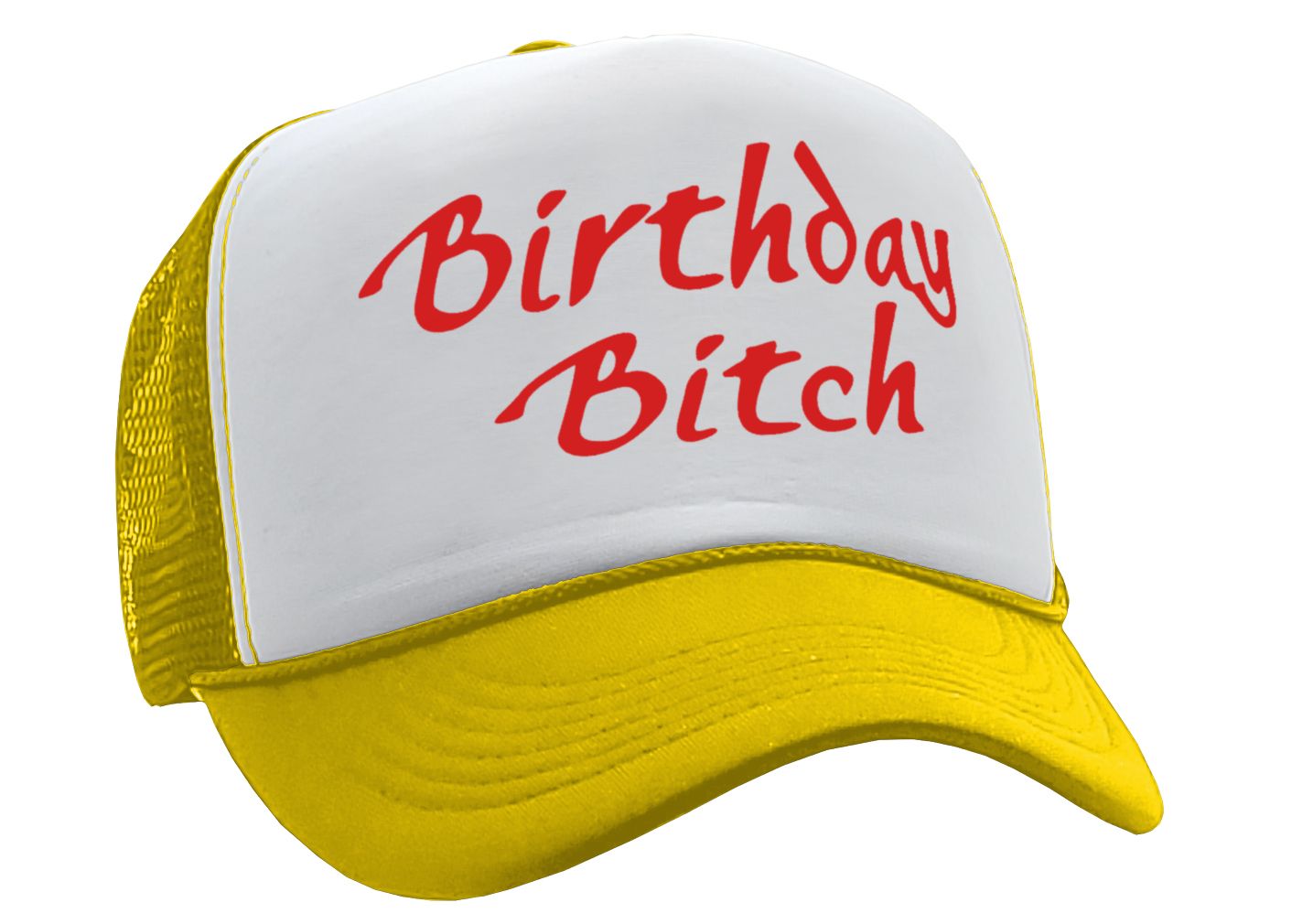 BIRTHDAY BITCH - funny gift party prank joke - Vintage Retro Style Trucker Cap Hat - Five Panel Retro Style TRUCKER Cap