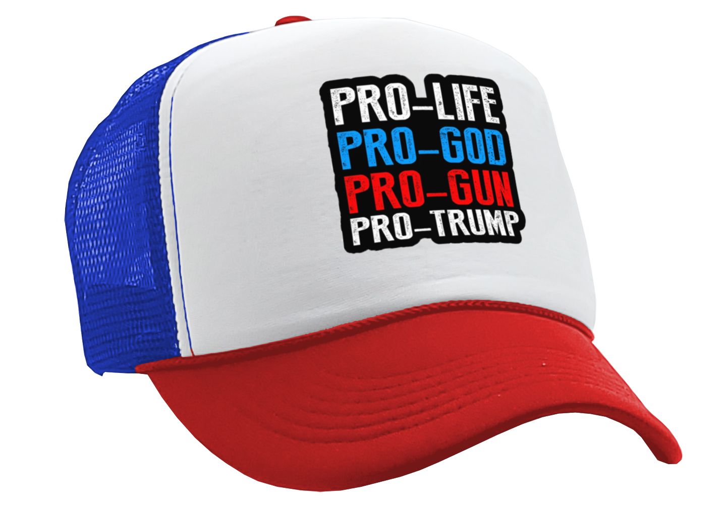 Pro God Life Gun - Vintage Retro Style Trucker Cap Hat - Five Panel Retro Style TRUCKER Cap