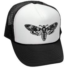 Load image into Gallery viewer, Death&#39;s Head Moth Trucker Hat - Mesh Cap - Five Panel Retro Style TRUCKER Cap
