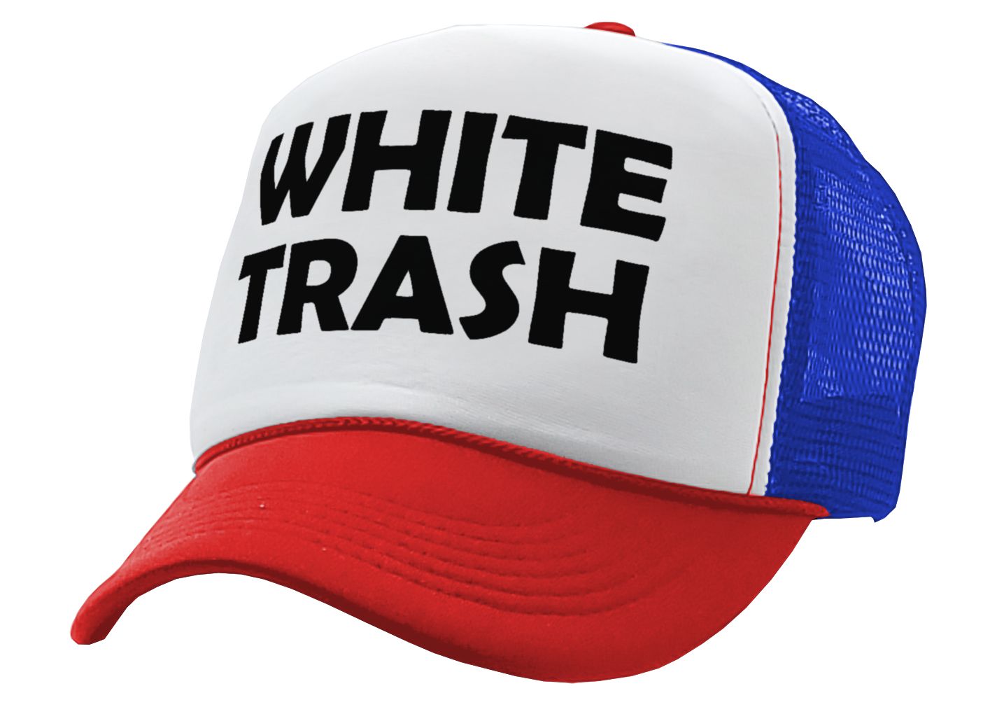 WHITE TRASH - redneck hillbilly funny prank - Vintage Retro Style Trucker Cap Hat - Five Panel Retro Style TRUCKER Cap