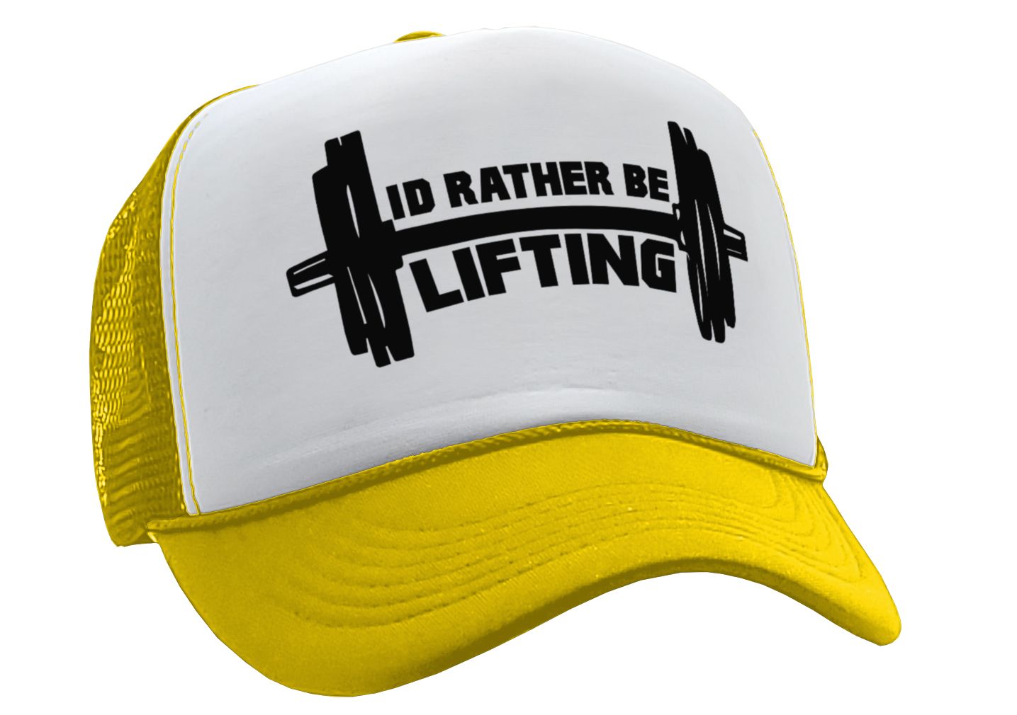 I'D RATHER BE LIFTING - workout weight lift gains - Retro Style Trucker Cap Hat - Five Panel Retro Style TRUCKER Cap