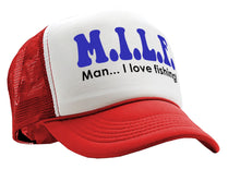 Load image into Gallery viewer, MILF - Man I Love Fishing - Vintage Retro Style Trucker Cap Hat - Five Panel Retro Style TRUCKER Cap
