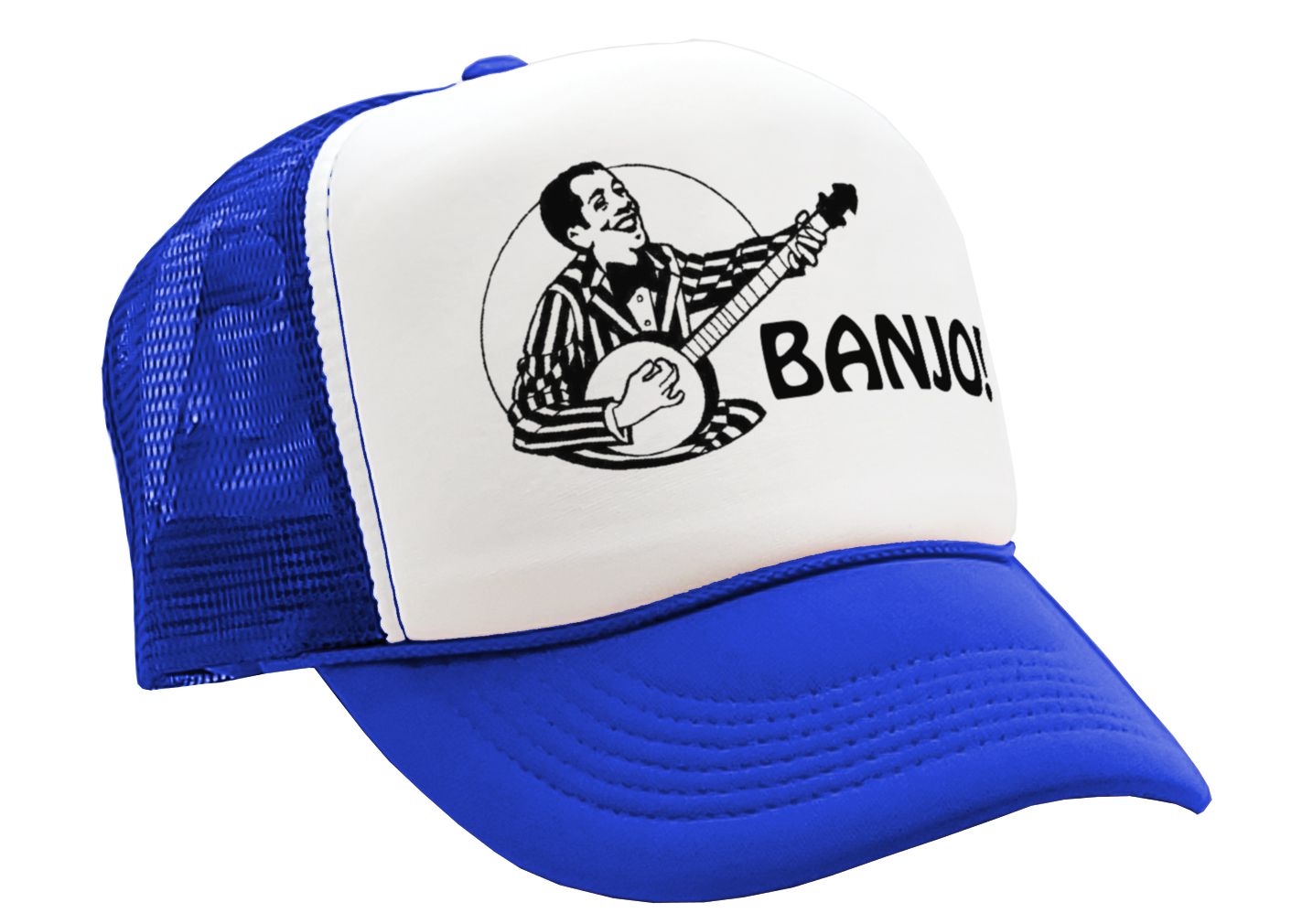 HIPSTER BANJO - deliver music hills - Vintage Retro Style Trucker Cap Hat - Five Panel Retro Style TRUCKER Cap