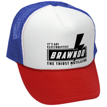 Load image into Gallery viewer, Brawndo Trucker Hat - Mesh Cap - Five Panel Retro Style TRUCKER Cap
