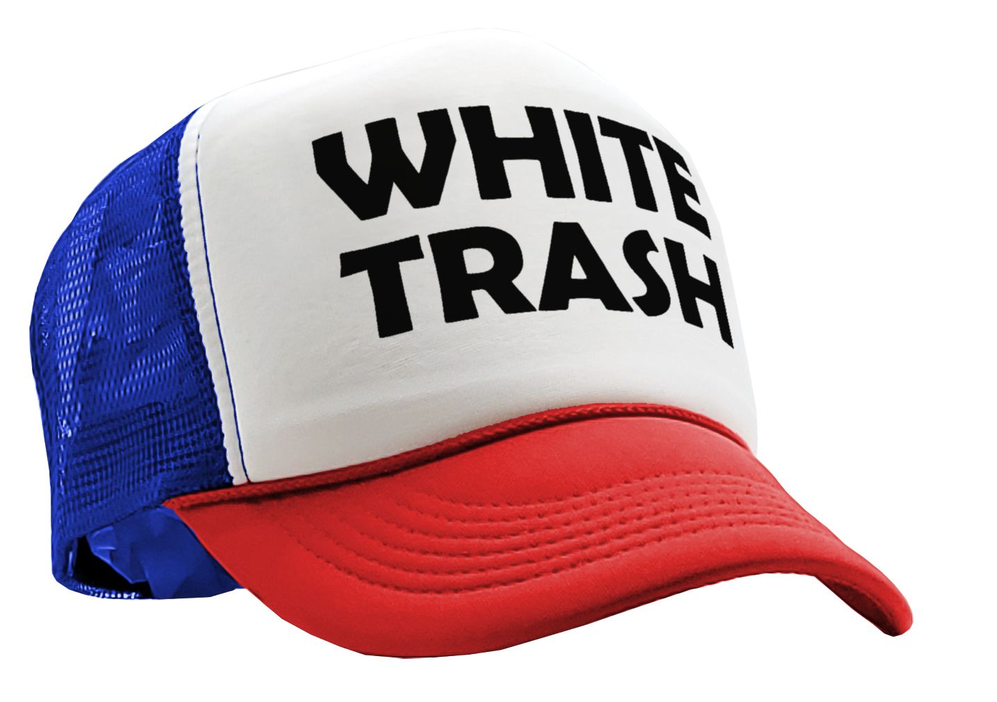 WHITE TRASH - redneck hillbilly funny prank - Vintage Retro Style Trucker Cap Hat - Five Panel Retro Style TRUCKER Cap