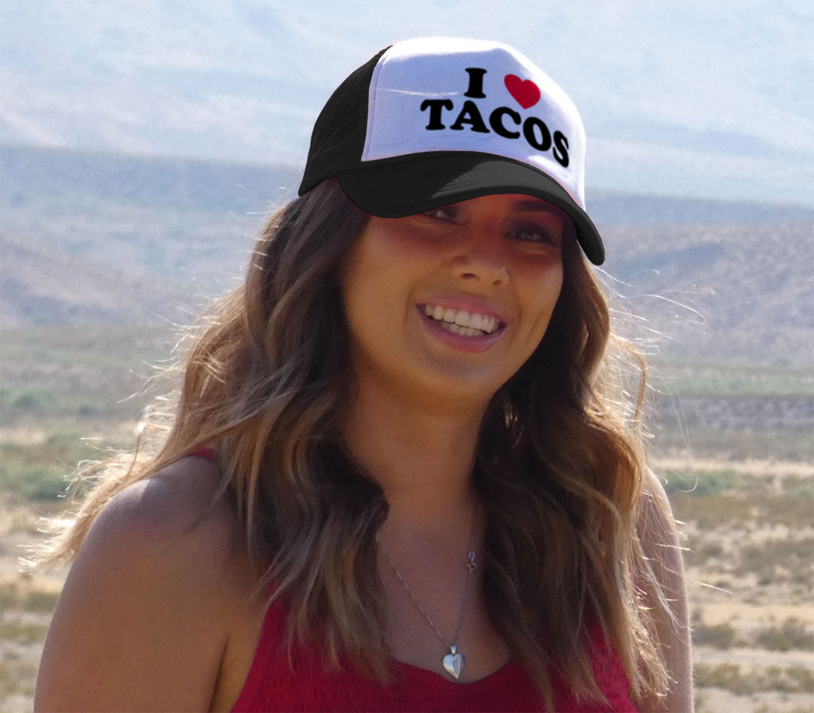 I LOVE TACOS - heart - Five Panel Retro Style TRUCKER Cap