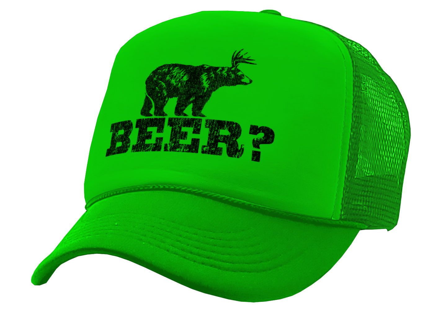 Retro DEER BEER BEAR - funny party joke - Vintage Retro Style Trucker Cap Hat - Five Panel Retro Style TRUCKER Cap