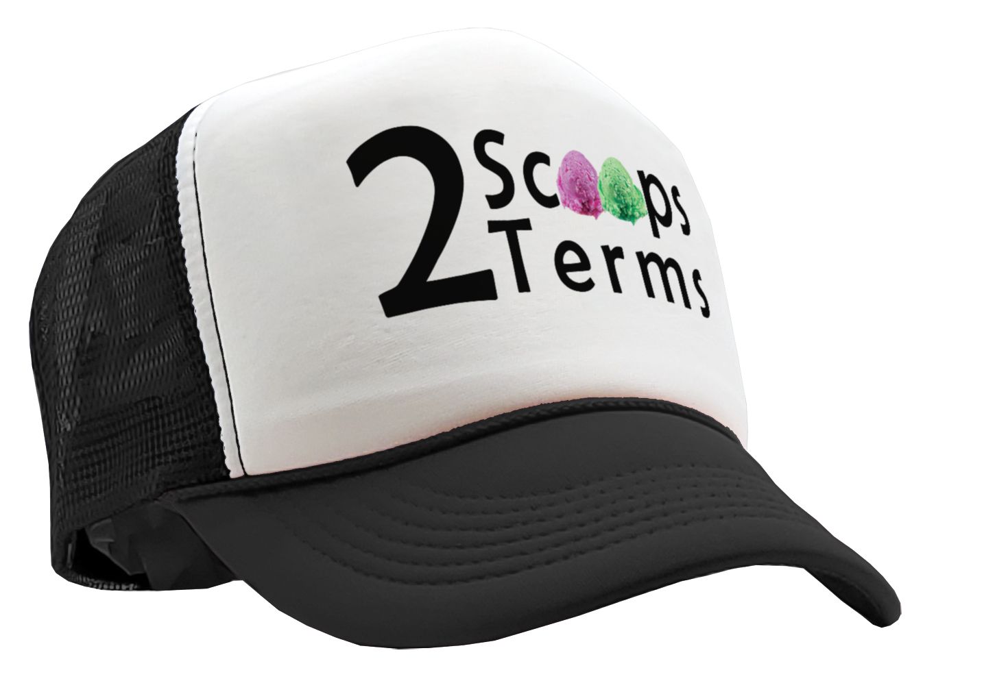 TWO SCOOPS - 2 TERMS - Five Panel Retro Style TRUCKER Cap