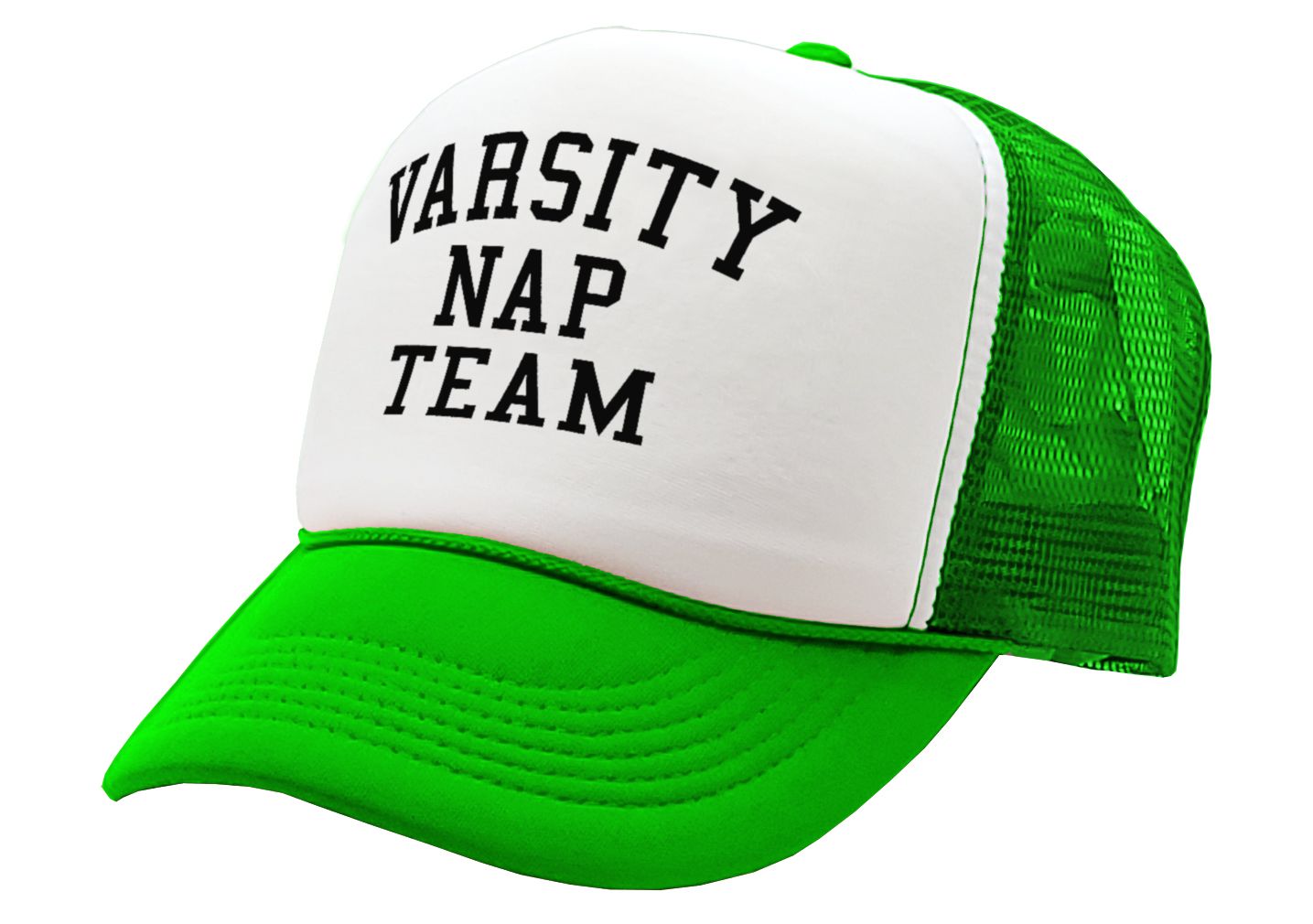 VARSITY NAP TEAM - college sleep joke - Vintage Retro Style Trucker Cap Hat - Five Panel Retro Style TRUCKER Cap