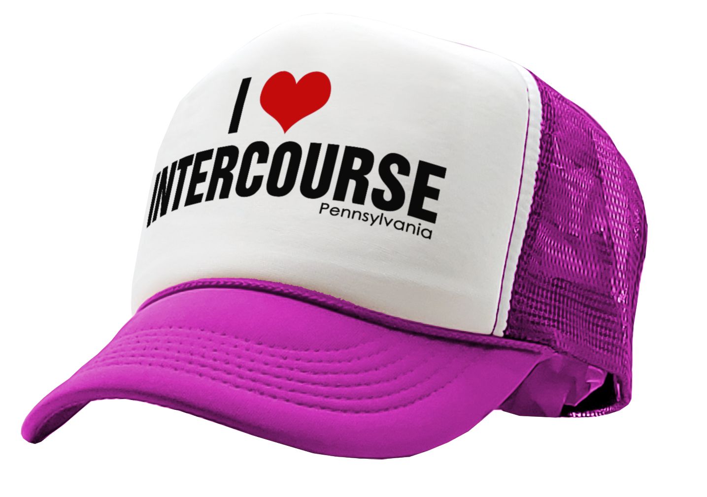 I HEART INTERCOURSE pennsylvania pa joke - Vintage Retro Style Trucker Cap Hat - Five Panel Retro Style TRUCKER Cap