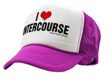 Load image into Gallery viewer, I HEART INTERCOURSE pennsylvania pa joke - Vintage Retro Style Trucker Cap Hat - Five Panel Retro Style TRUCKER Cap
