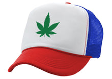 Load image into Gallery viewer, MARIJUANA LEAF - Five Panel Retro Style TRUCKER Cap
