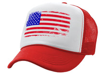 Load image into Gallery viewer, Grunge American Flag - Patriotic usa murica - Vintage Retro Style Trucker Cap Hat - Five Panel Retro Style TRUCKER Cap
