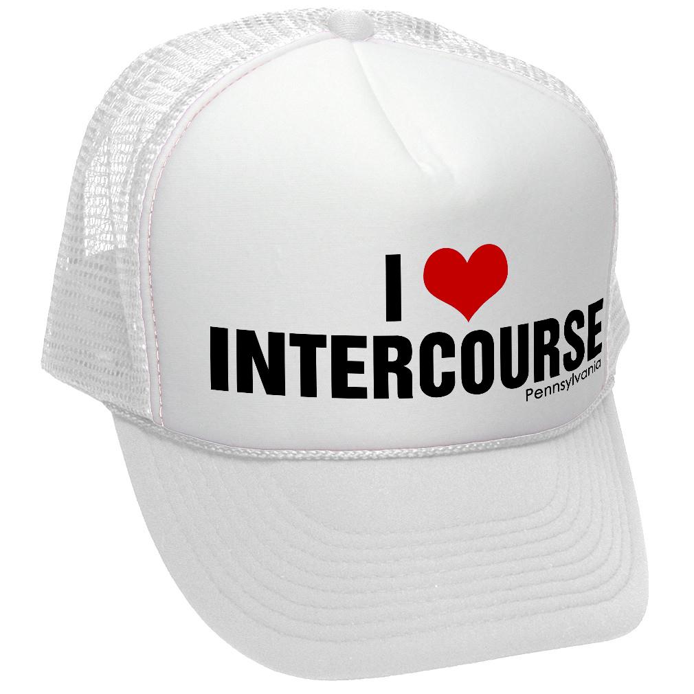 I HEART INTERCOURSE pennsylvania pa joke - Vintage Retro Style Trucker Cap Hat - Five Panel Retro Style TRUCKER Cap