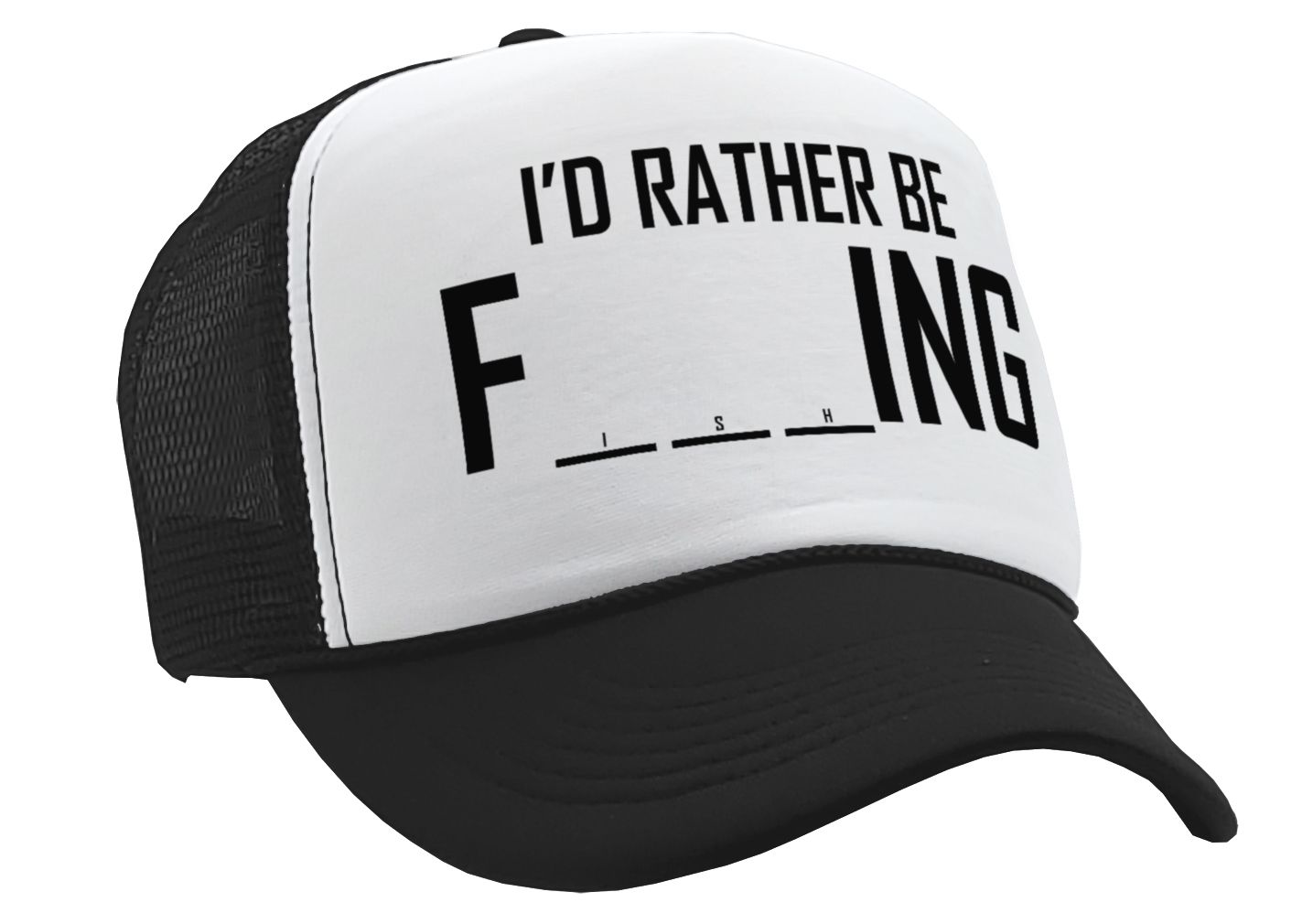 I'D RATHER BE F___ING - fishing funny joke - Mesh Trucker Hat Cap - Five Panel Retro Style TRUCKER Cap