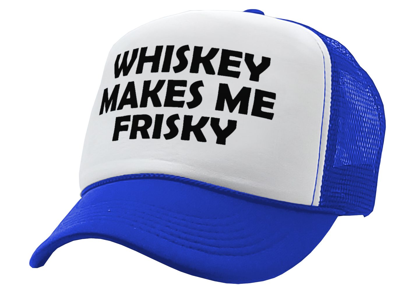 WHISKEY MAKES ME FRISKY - funny alcohol - Vintage Retro Style Trucker Cap Hat - Five Panel Retro Style TRUCKER Cap