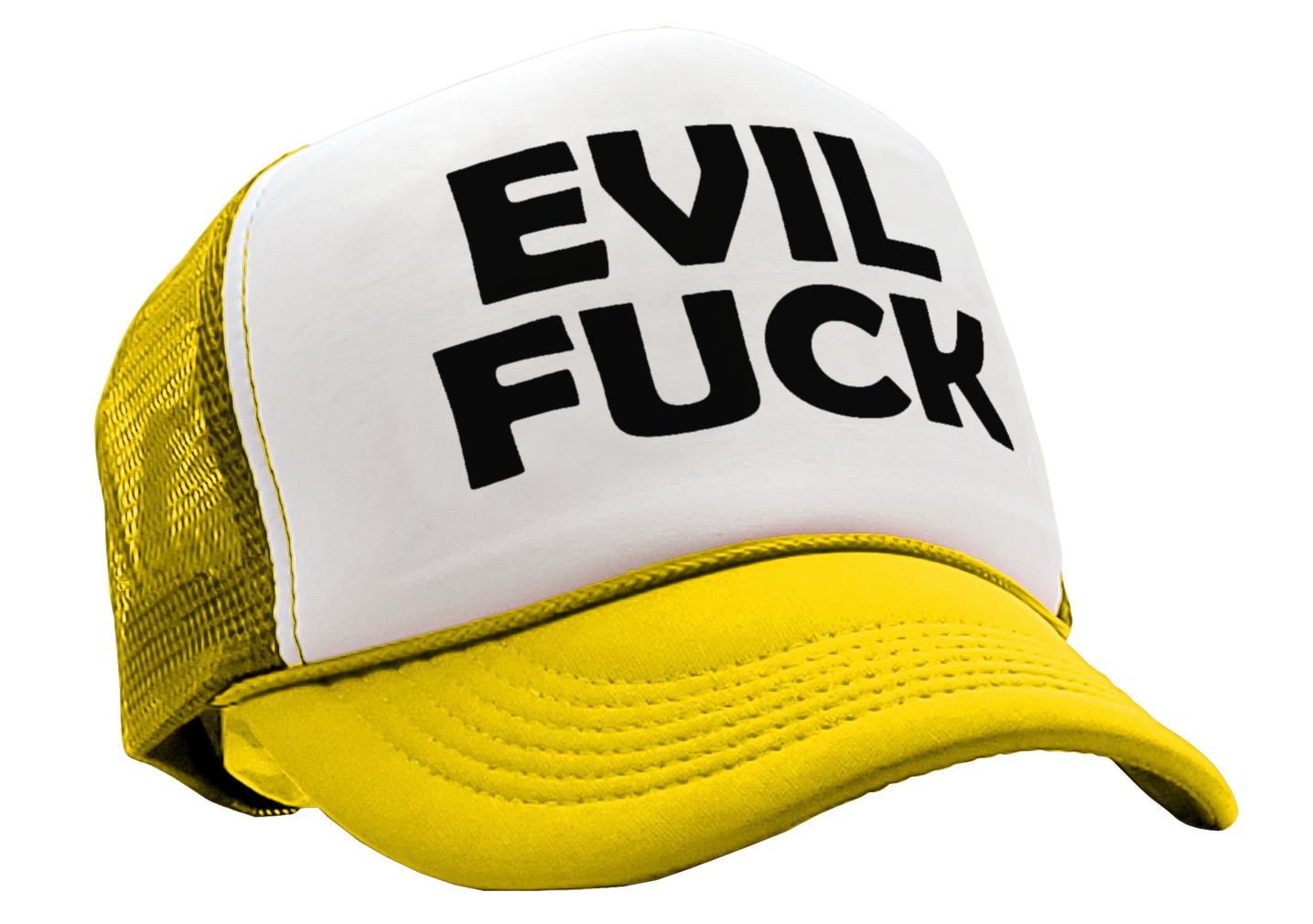 EVIL FUCK - sadistic bastard sick twisted - Vintage Retro Style Trucker Cap Hat - Five Panel Retro Style TRUCKER Cap