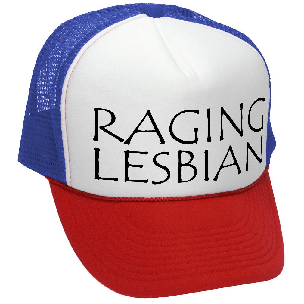 RAGING LESBIAN - lgbtq spectrum gay rights - Vintage Retro Style Trucker Cap Hat - Five Panel Retro Style TRUCKER Cap