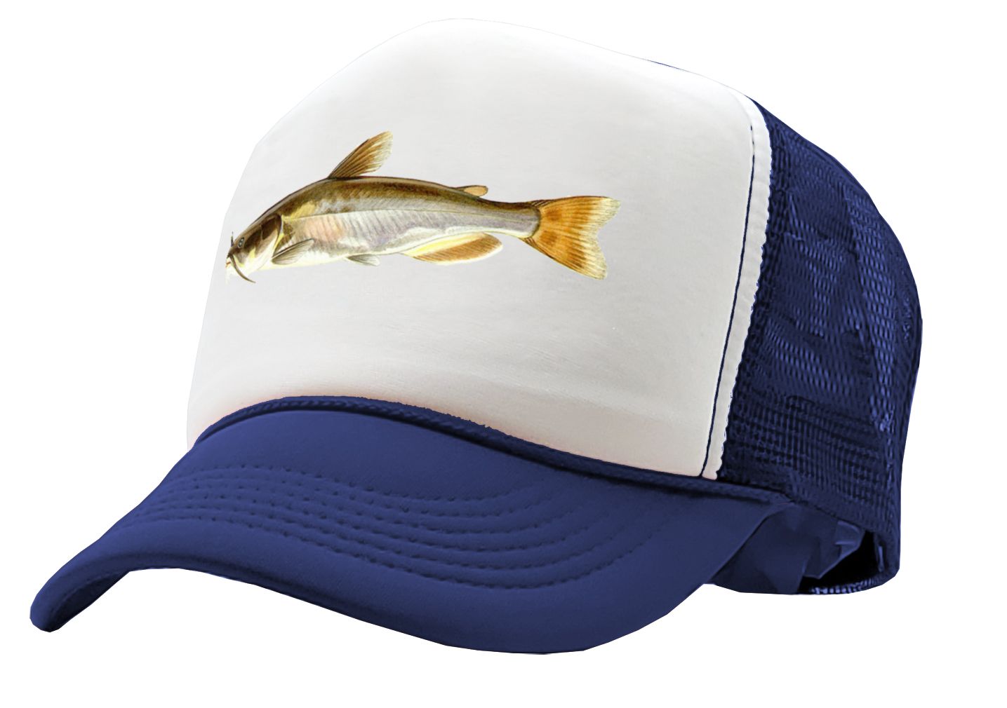 CATFISH - lake fish pond angler fishing - Vintage Retro Style Trucker Cap Hat - Five Panel Retro Style TRUCKER Cap