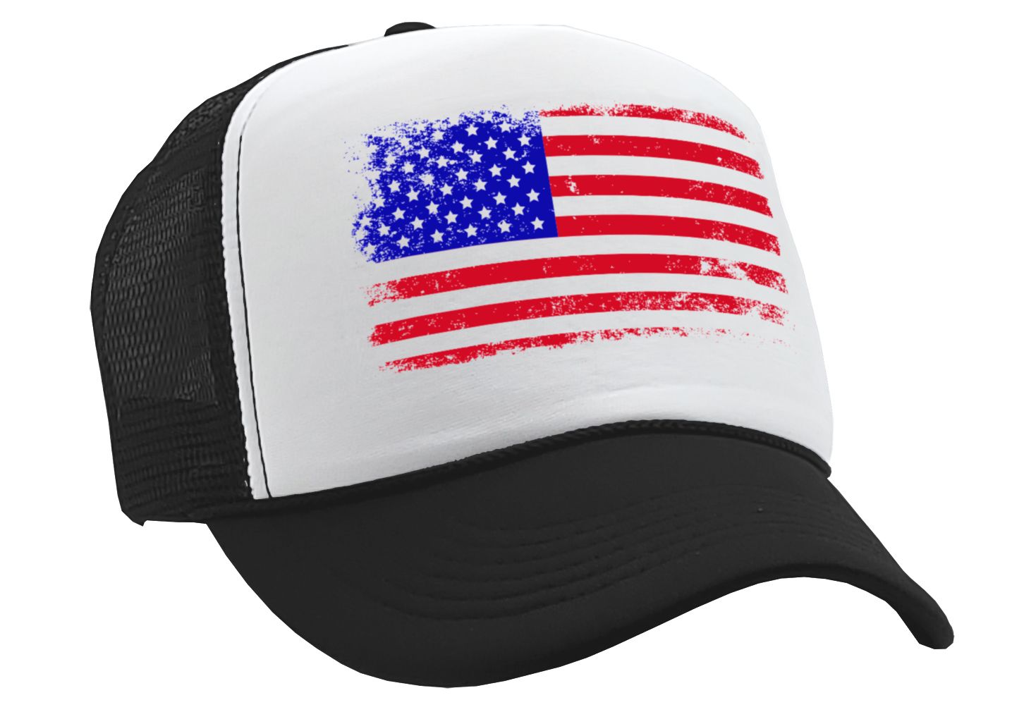 Grunge American Flag - Patriotic usa murica - Vintage Retro Style Trucker Cap Hat - Five Panel Retro Style TRUCKER Cap