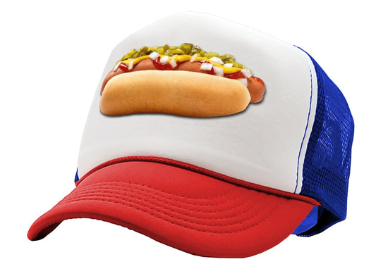 HOT DOG - Concession Truck Fair Carnival Snack - Vintage Retro Style Trucker Cap Hat - Five Panel Retro Style TRUCKER Cap