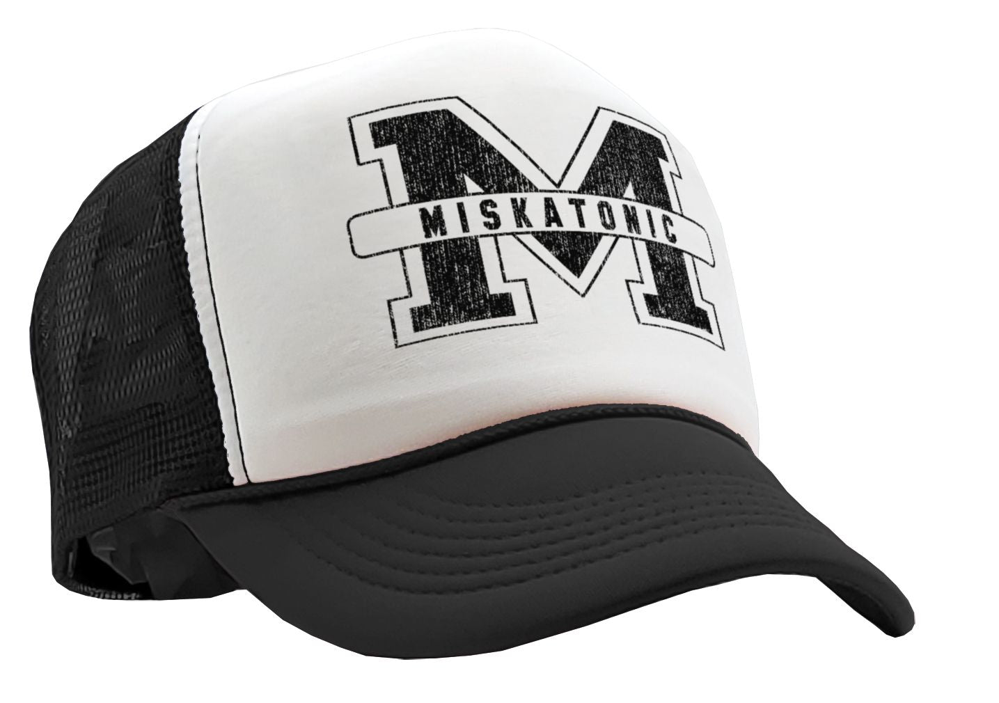 MISKATONIC - horror college university - Vintage Retro Style Trucker Cap Hat - Five Panel Retro Style TRUCKER Cap