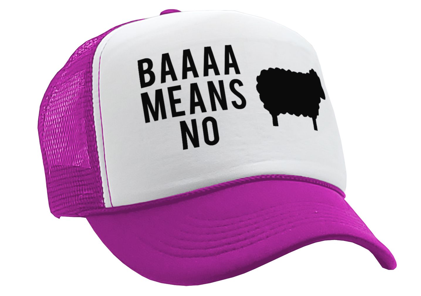 BAAAAAA MEANS NO - sheep parody joke gag - Vintage Retro Style Trucker Cap Hat - Five Panel Retro Style TRUCKER Cap