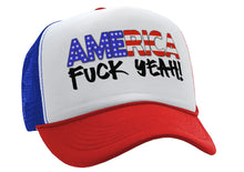 Load image into Gallery viewer, AMERICA - FUCK YEAH! 4th july patriot - Vintage Retro Style Trucker Cap Hat - Five Panel Retro Style TRUCKER Cap
