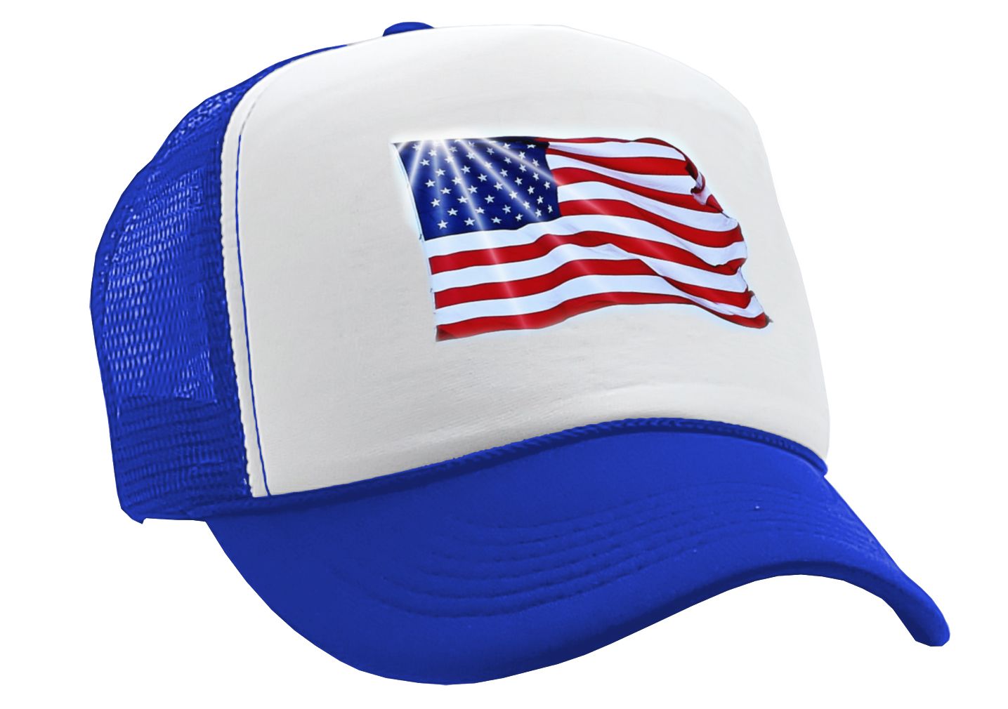 USA FLAG - Five Panel Retro Style TRUCKER Cap