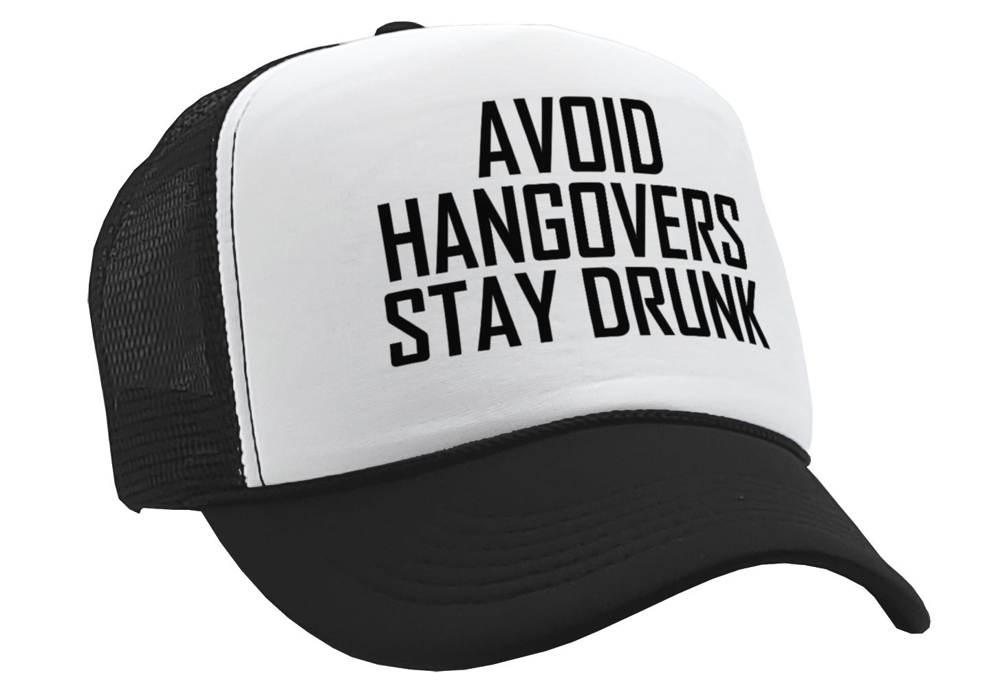 AVOID HANGOVERS - Stay Drunk - funny joke - Vintage Retro Style Trucker Cap Hat - Five Panel Retro Style TRUCKER Cap