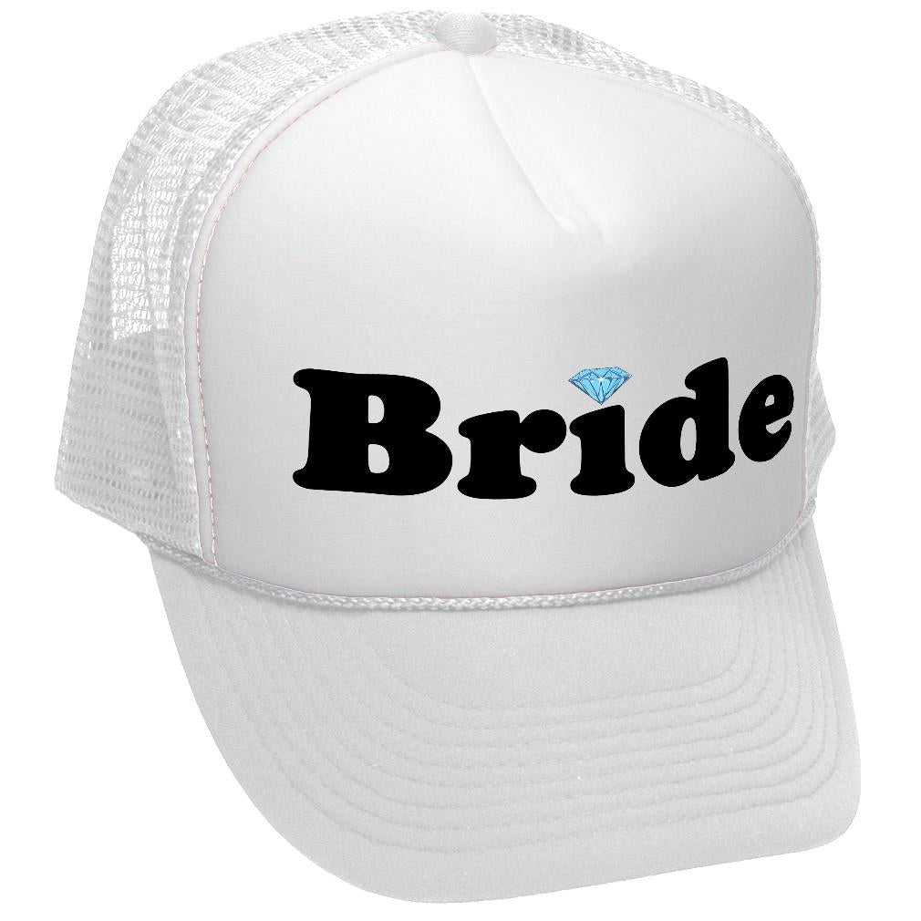 BRIDE - wedding bridesmaid marriage party - Vintage Retro Style Trucker Cap Hat - Five Panel Retro Style TRUCKER Cap