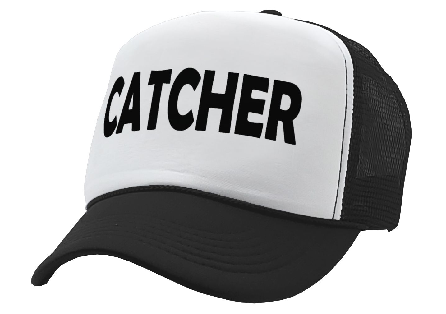 CATCHER - pitcher funny lgbtq gay rights - Vintage Retro Style Trucker Cap Hat - Five Panel Retro Style TRUCKER Cap