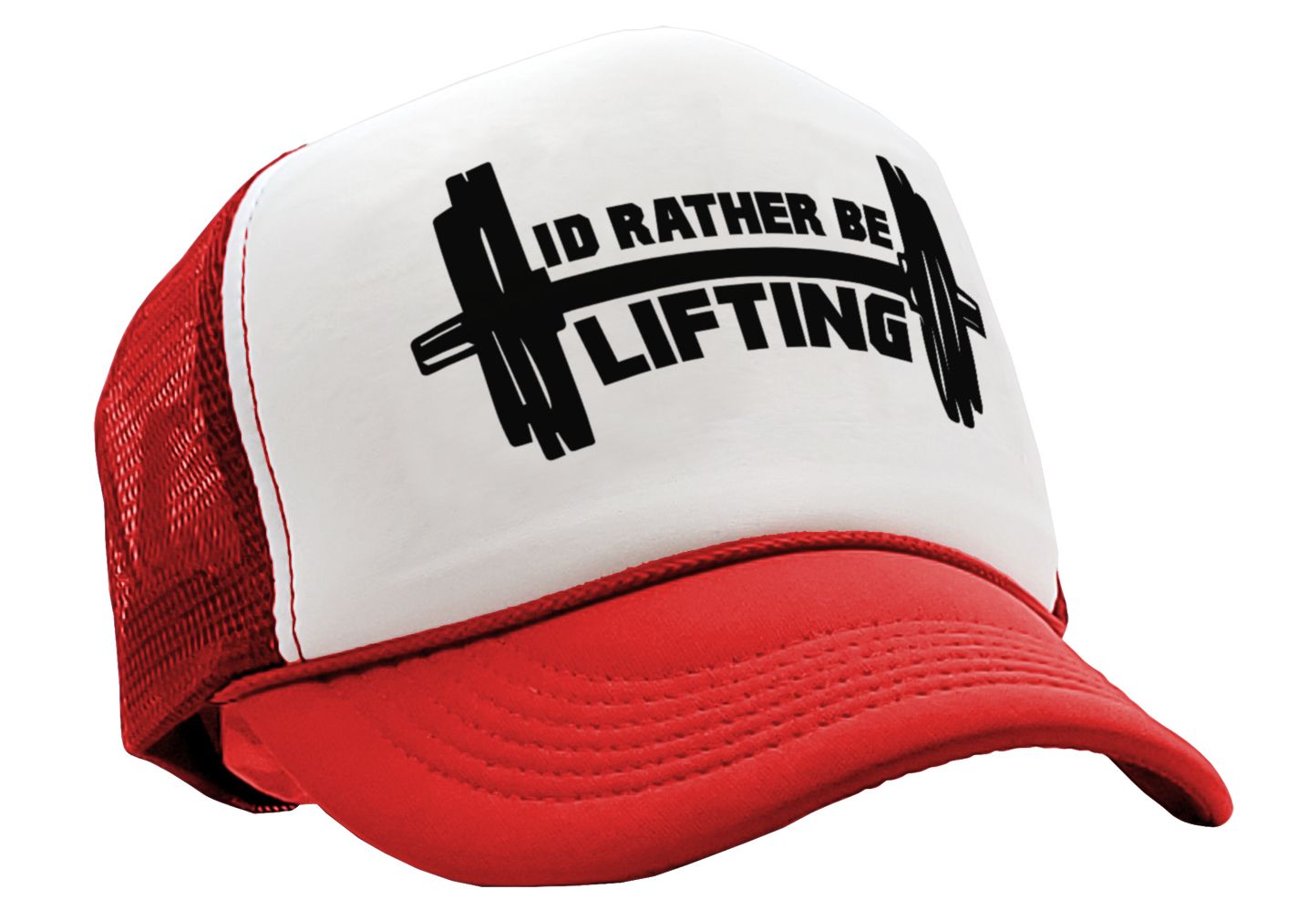 I'D RATHER BE LIFTING - workout weight lift gains - Retro Style Trucker Cap Hat - Five Panel Retro Style TRUCKER Cap