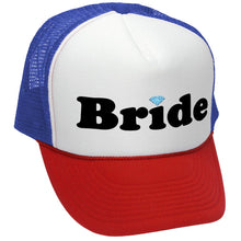 Load image into Gallery viewer, BRIDE - wedding bridesmaid marriage party - Vintage Retro Style Trucker Cap Hat - Five Panel Retro Style TRUCKER Cap
