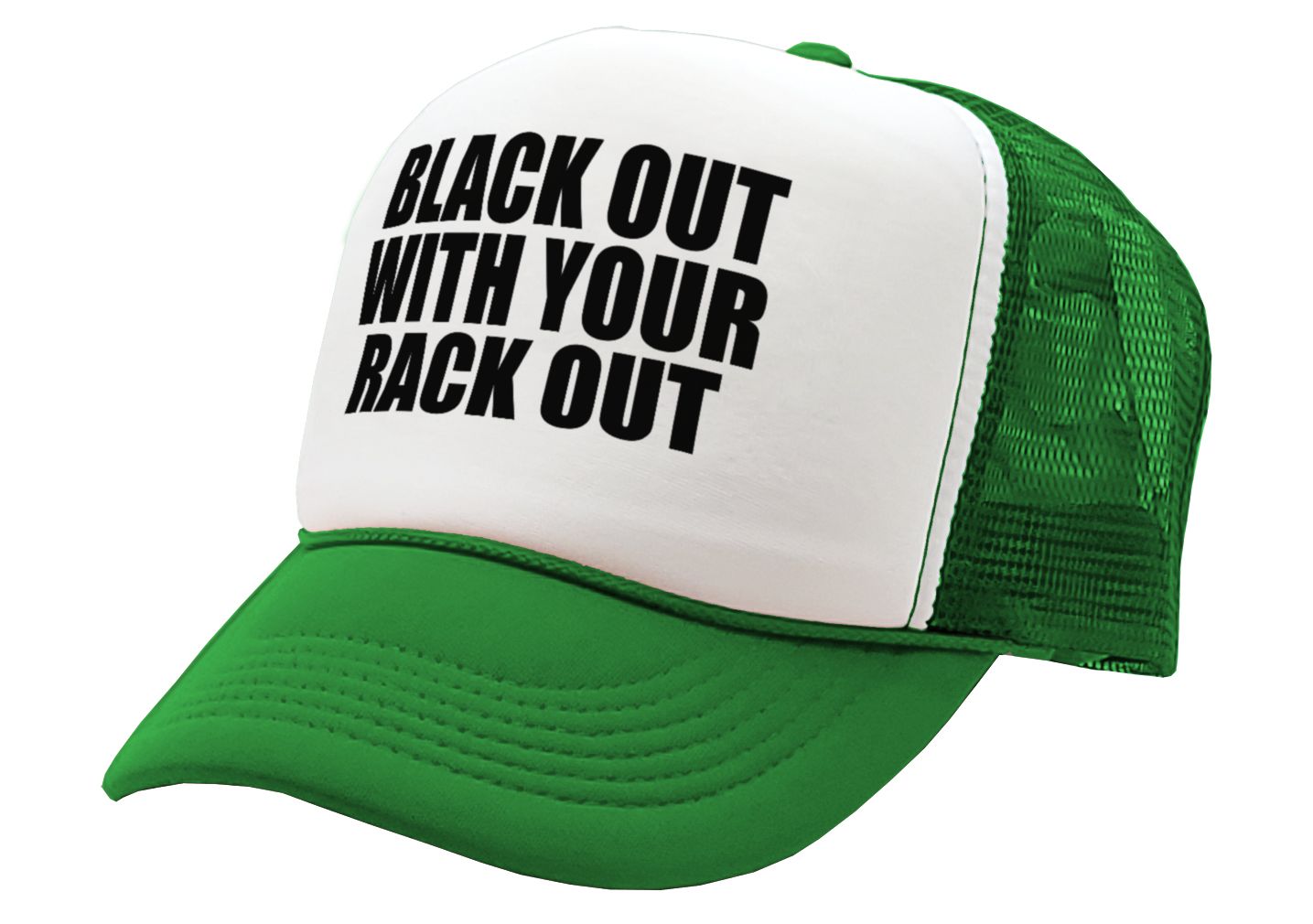 BLACK OUT with your RACK OUT - funny sexy - Adjustable Snap Back Trucker Cap Hat