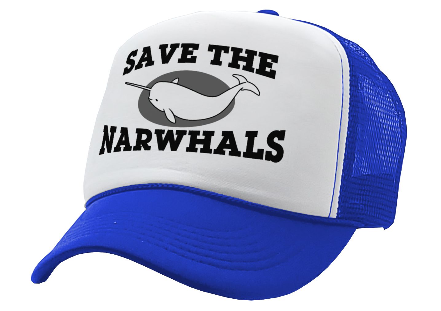 SAVE THE NARWHALS - funny wildlife activist - Vintage Retro Style Trucker Cap Hat - Five Panel Retro Style TRUCKER Cap