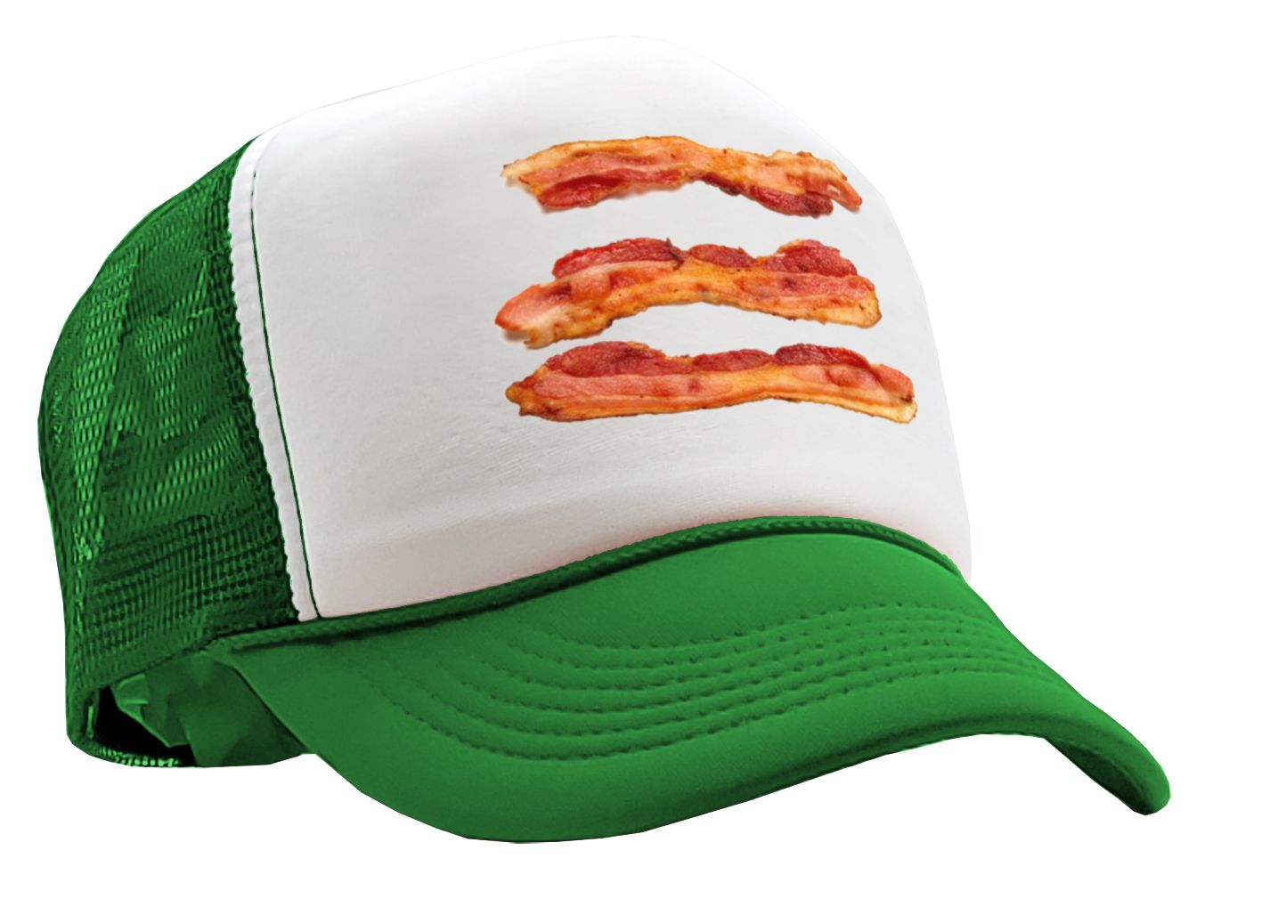 BACON - delicious breakfast ham - Vintage Retro Style Trucker Cap Hat - Five Panel Retro Style TRUCKER Cap