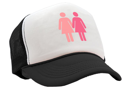 GIRL ON GIRL - lgbtq gay rights lesbian - Vintage Retro Style Trucker Cap Hat - Five Panel Retro Style TRUCKER Cap