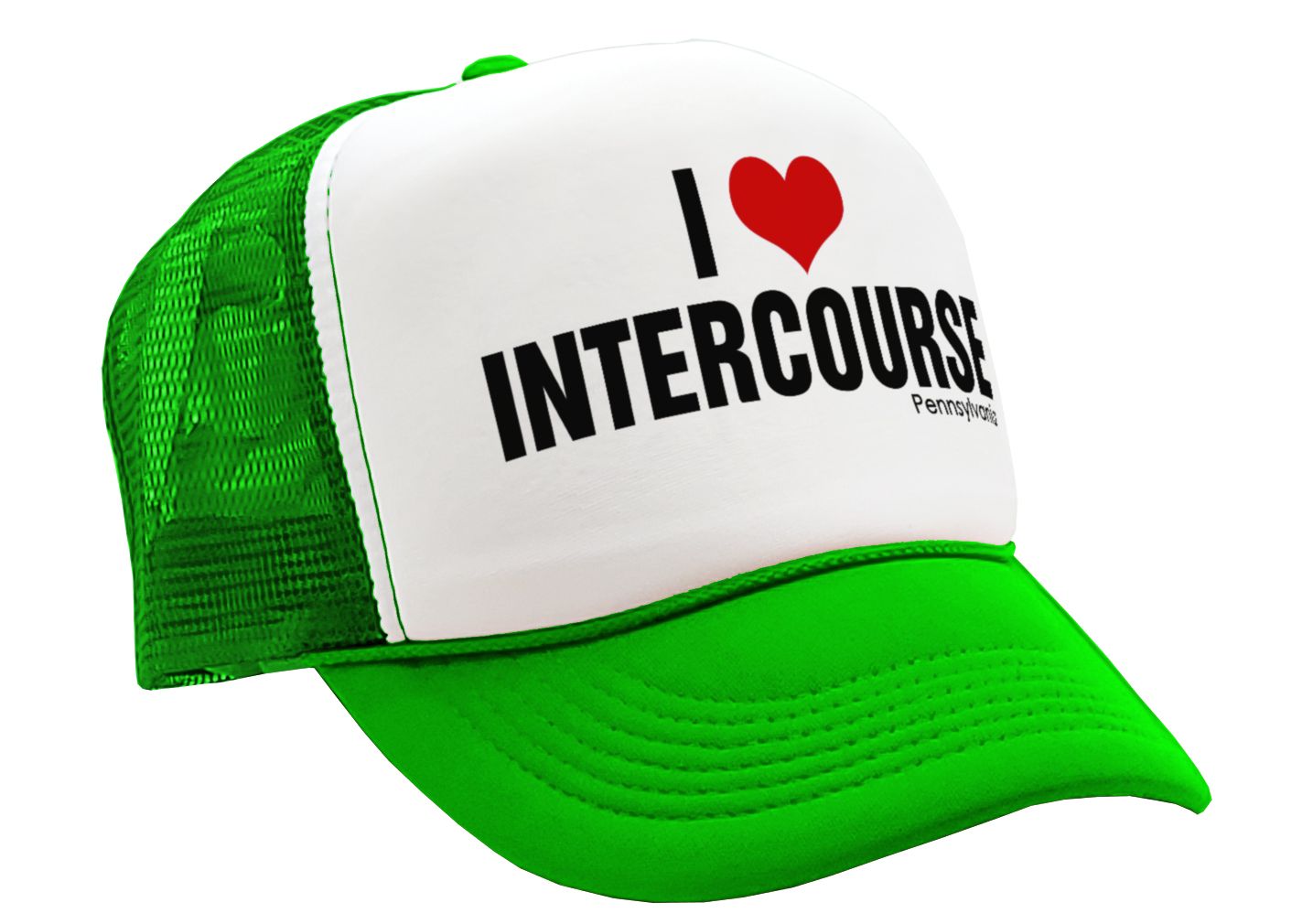 I HEART INTERCOURSE pennsylvania pa joke - Vintage Retro Style Trucker Cap Hat - Five Panel Retro Style TRUCKER Cap